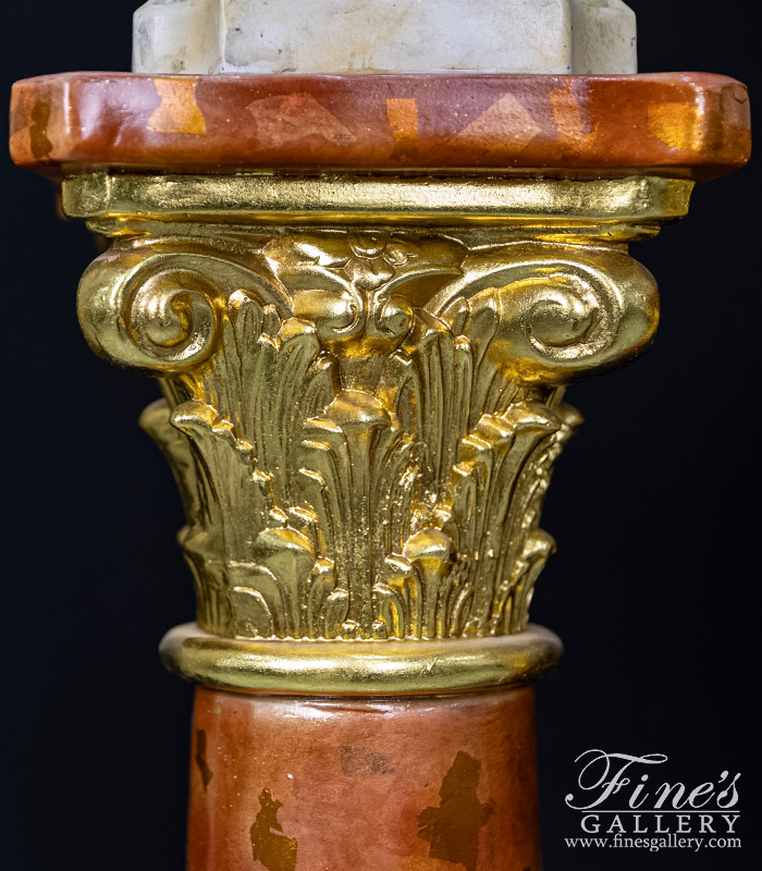 Marble Planters  - Cast Stone Vase And Pedestal Set - MP-466